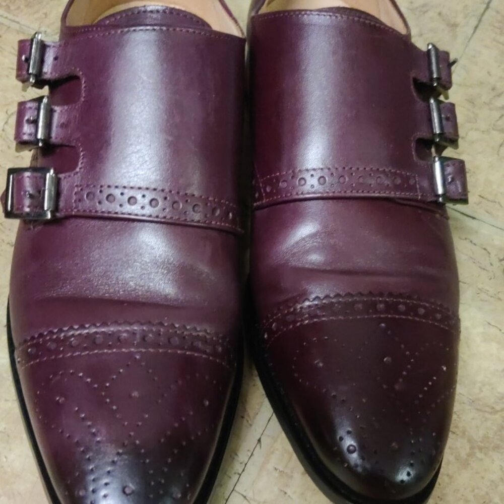 3DM Lifestyle burgundy patina monkstrap loafers 8UK 9US blake stitch full grain
